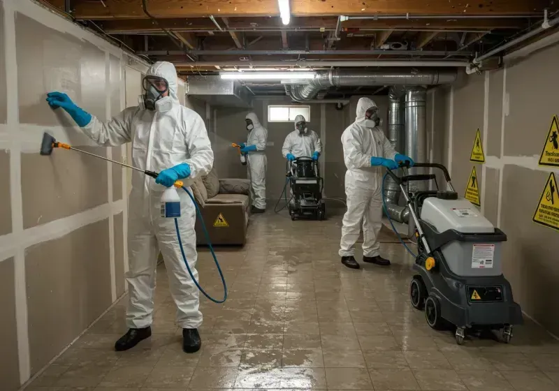 Basement Moisture Removal and Structural Drying process in Lake Darby, OH